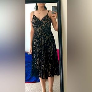 Floral embroidery lacey black and gold dress